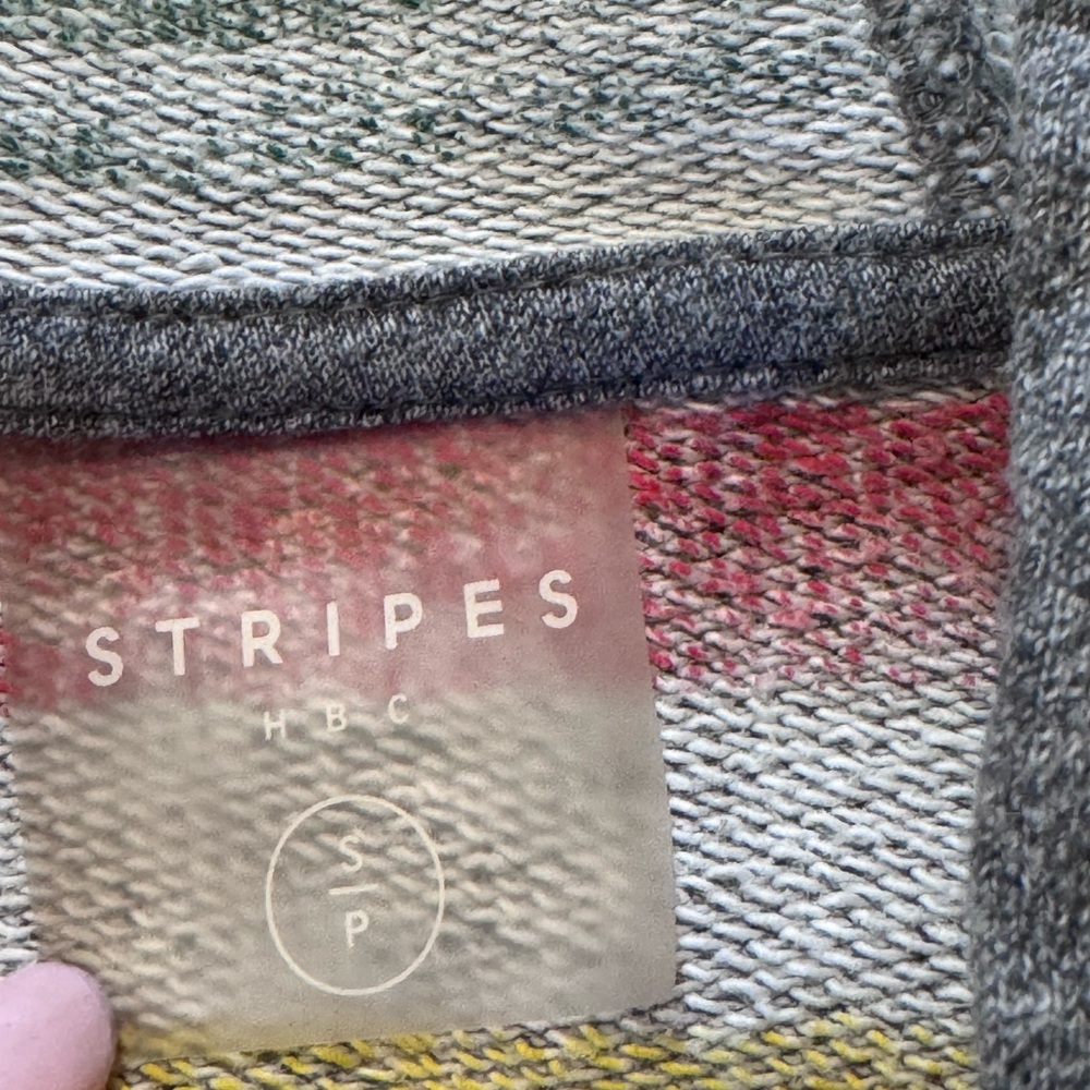Hudsons Bay Full Zip Jacket Hoodie Sz S French Terry Retro Striped Gray Womens - Picture 13 of 15